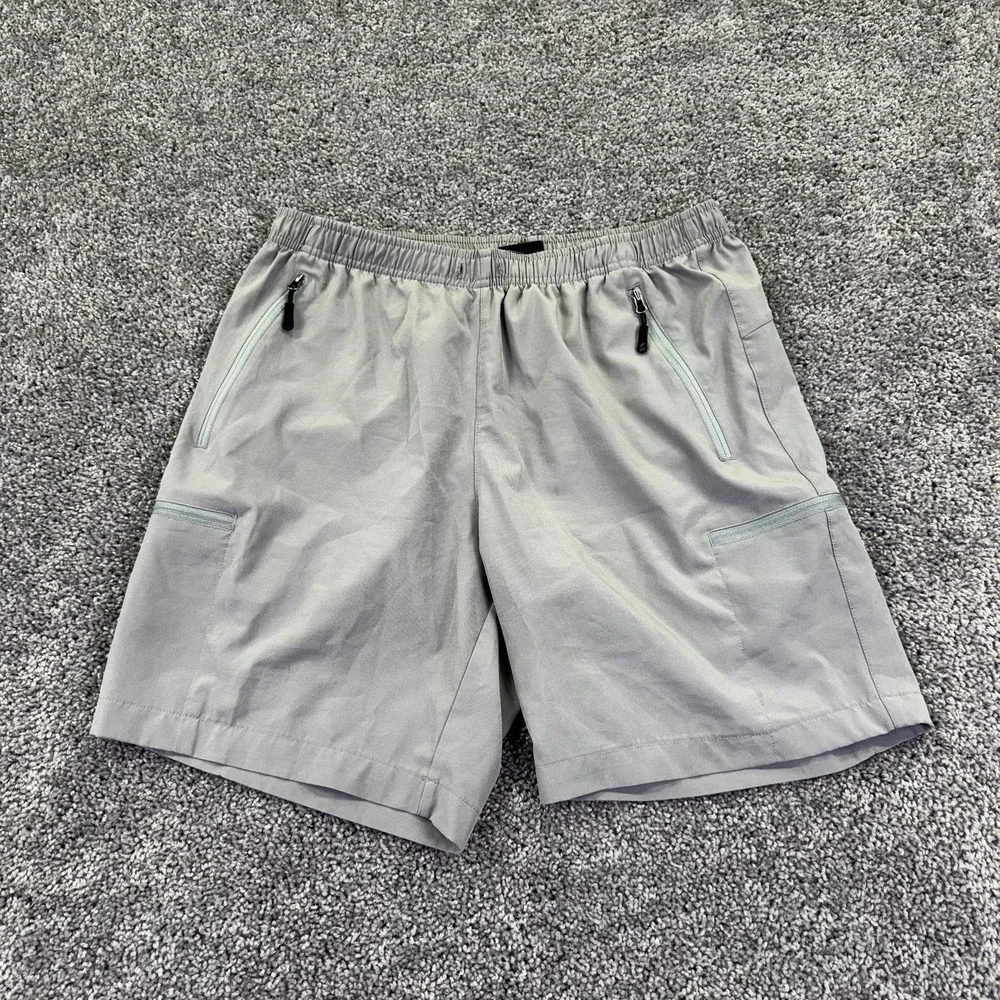 Santiny Shorts Mens Large Gray Athletic Elastic Waist Zip Pockets Hiking Running